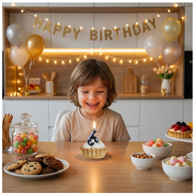 Свечи-цифры Свеча -цифра "6" Диамант черная 4,5см