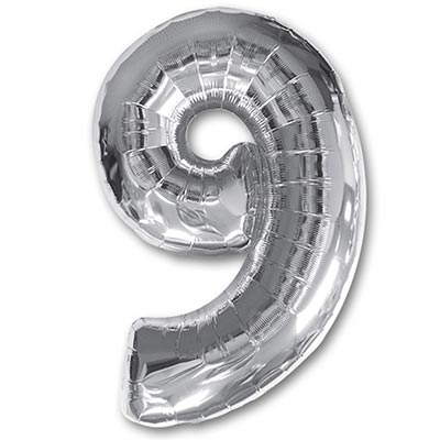 Шар фигура цифра 9 Silver