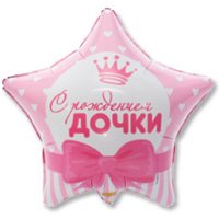 Шарик 45см С РОЖДЕНИЕМ ДОЧКИ Сердца