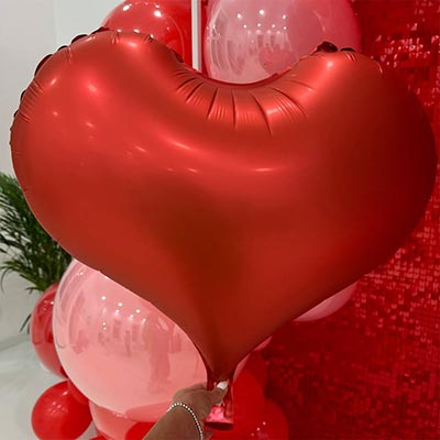Шарики из фольги Шар Сердце металлик красное 61см