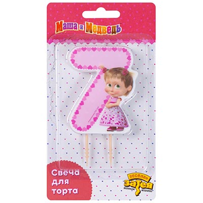 Свечи-цифры Свеча-цифра "7" Маша Сердца 7,5 см