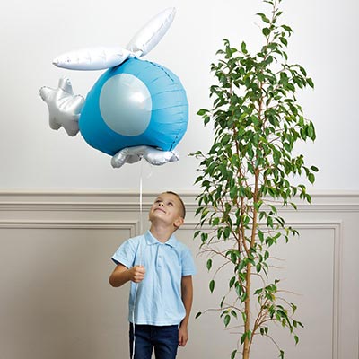 Шарики из фольги Шар фигура Вертолет голубой 3D