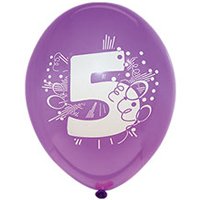 Шары с рисунком цифра "5" 30см, 5шт