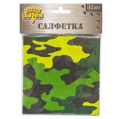 Салфетки Салфетки Камуфляж, 25 см, 12 штук