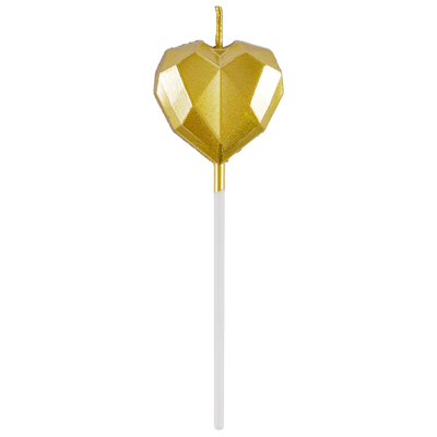 Валентинов День Свеча Сердце Диамант золотое 3,5см 1502-6827