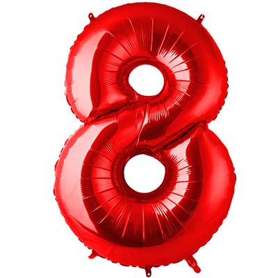 Шарики из фольги Шар цифра "8", 101см Red Италия