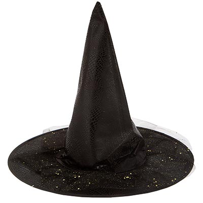 Головные уборы Шляпа Ведьмы черная с кристаллами, 41см