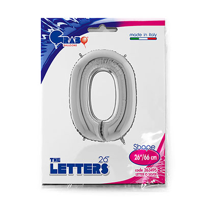 Шарики из фольги Шар буква "О", 66см Silver