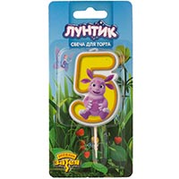 Лунтик Свеча-цифра &quot;5&quot; Лунтик, 7см 1502-5855