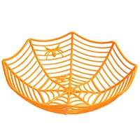 Вечеринка Хэллоуин Конфетница Паутина оранж пластик 28х8смG 1501-6615