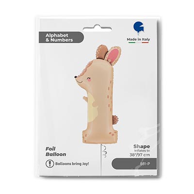 Шарики из фольги Шар цифра 1 Зайка, 97см