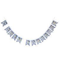 Голубая Гирлянда-флажки С ДР 3D Иллюзия голубая 1505-2439