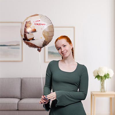 Шарики из фольги Шар круг 45см ДР Бобер