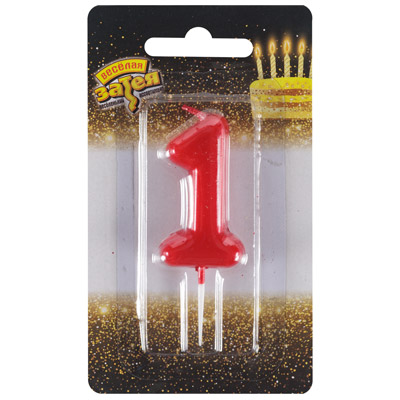 Свечи-цифры Свеча -цифра "1" Красная 4,5см