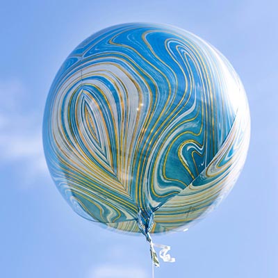 Шарики из фольги Шар 3D СФЕРА 40см Мрамор Blue Яркий