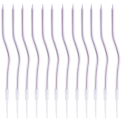 Свечи для торта Свечи Волна сиреневые с подст 13см 12шт