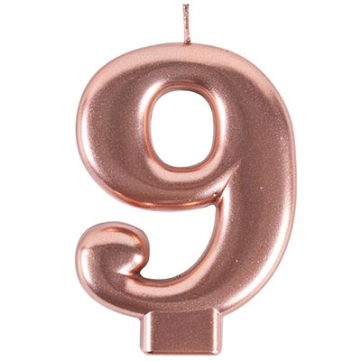 Свечи-цифры Свеча -цифра "9" Розовое золото, 8 см