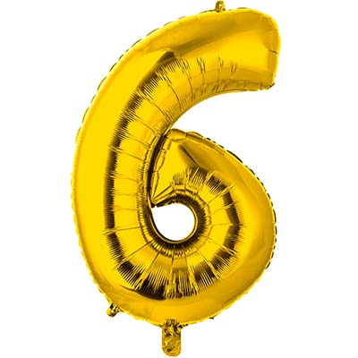 Шарики из фольги Шар цифра "6", 66см Gold