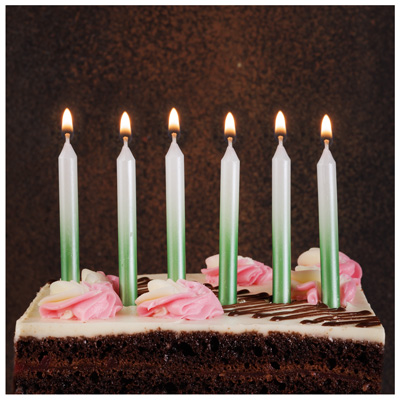 Свечи для торта Свечи Градиент бел/мятный перл 8см 6шт