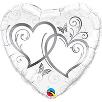 Шарик 45см Сердца переплетенные Silver