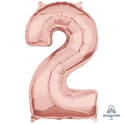 Шарики из фольги Шар фигура цифра "2", 66см Rose Gold