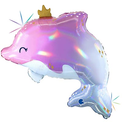 Шарики из фольги Шар фигура Дельфин с короной 69см
