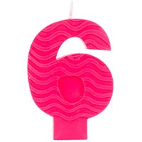 Свеча -цифра ЭКО 6 розовая 7см