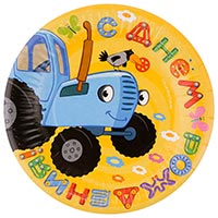  Тарелка С ДР Синий Трактор 18см 6шт 1502-6981