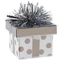 Грузик для шаров Подарок горошек серебро