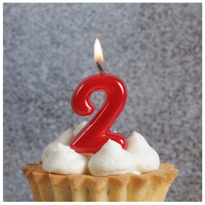 Свечи-цифры Свеча -цифра "2" Красная 4,5см