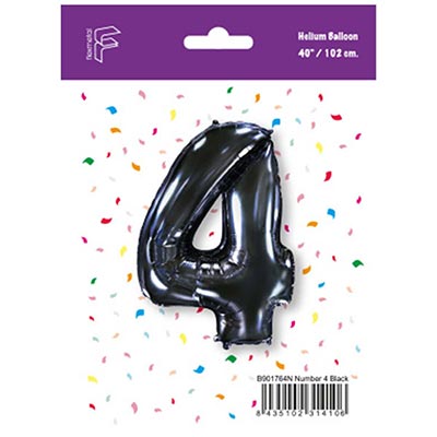 Шарики из фольги Шарик цифра "4", 101см Black