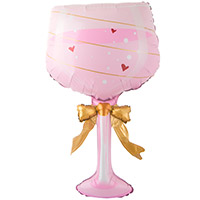 Девичник Glamour party Шар фигура Бокал розовый с бантом 1207-6762