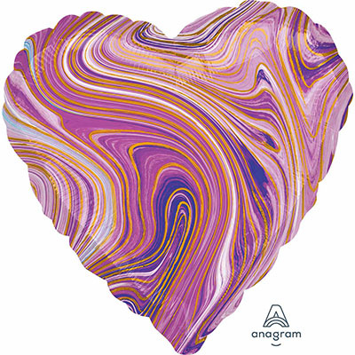 Шарики из фольги Шар 45см Сердце Мрамор Purple