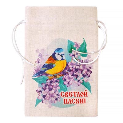 Пакет Мешочек ХВ Синичка текстиль 12х18см