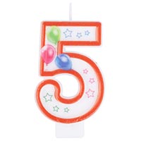 Свеча-цифра "5" Шары 7см