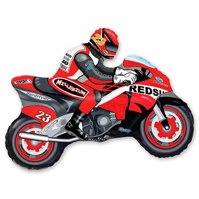Шарики из фольги Шар фигура Мотоциклист красный