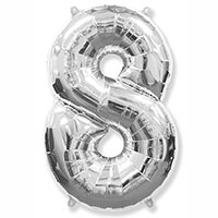 Шарик цифра "8", Silver 82см