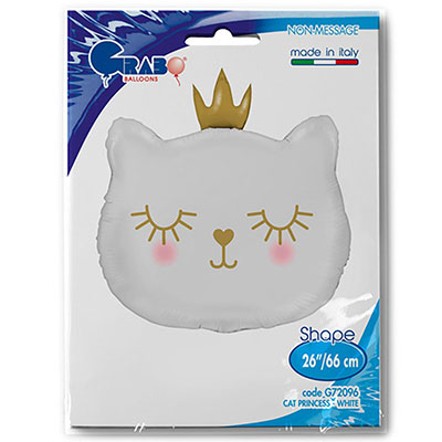 Шарики из фольги Шар фигура Кошечка в короне белая