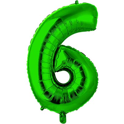 Шарики из фольги Шар цифра "6", 66см Green