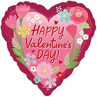 Шар сердце 45см День Валентина цветочный