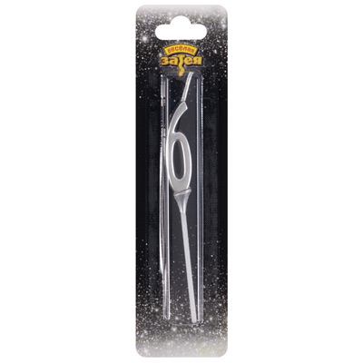 Свечи-цифры Свеча-цифра "6" Элегант Серебро 5см