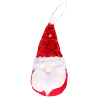 Новый год Санта Гном красный, текстиль 15см 1501-6744