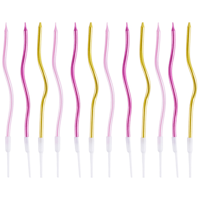 Свечи для торта Свечи Волна Розовый Микс 13см 12шт/G