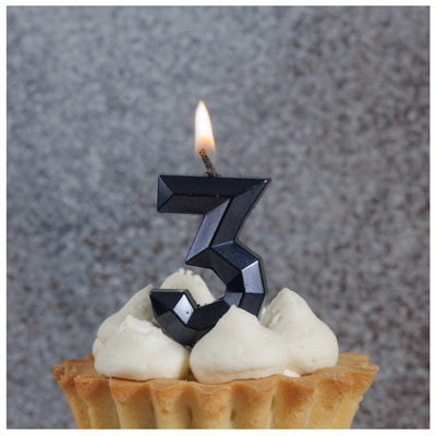 Свечи-цифры Свеча -цифра "3" Диамант черная 4,5см/V