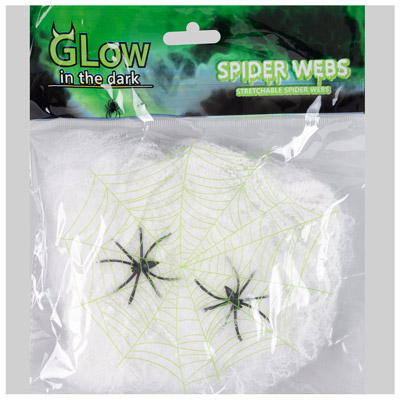 Декорации подвески Паутина с 2 пауками светящ в темн 1х1м
