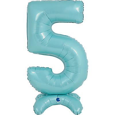 Шарики из фольги Шар цифра 5 64см PastelBlue на подставке