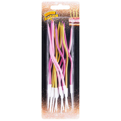 Свечи для торта Свечи Волна Розовый Микс 13см 12шт/G