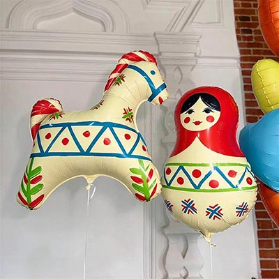 Шарики из фольги ШАР ФИГУРА Лошадка Русский узор