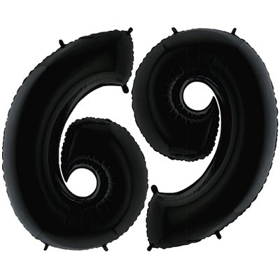 Шарики из фольги Шар цифра "6" или "9", 101см Black
