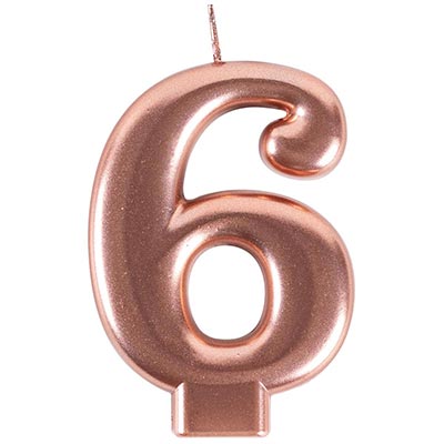 Свечи-цифры Свеча -цифра "6" Розовое золото, 8 см